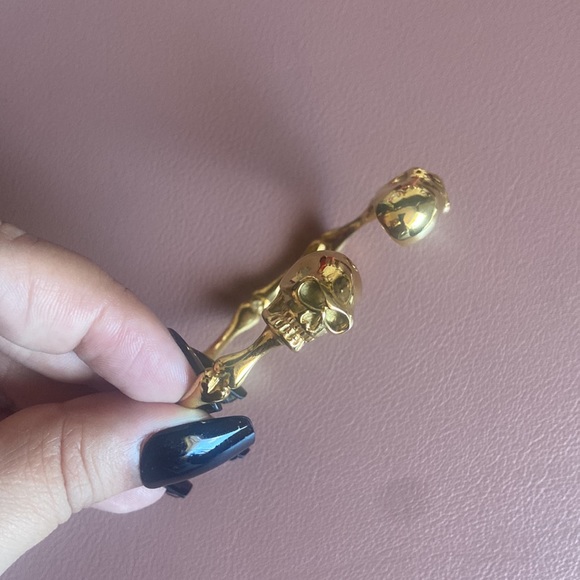 Gold Plated Skull Bangle - Picture 3 of 5